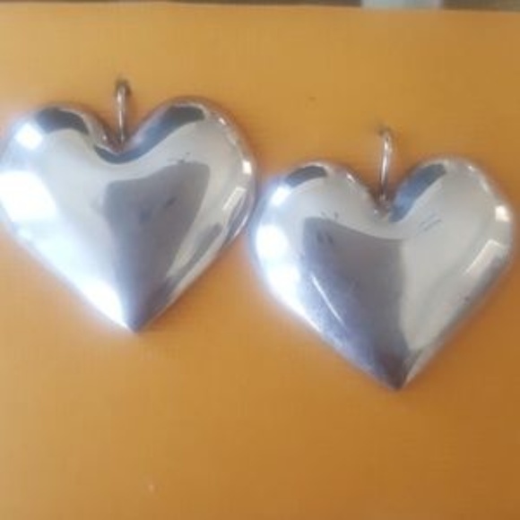 Heart Earrings Sterling Silver Handmade Jewelry Gift Love Valentine's Day Cute - Picture 2 of 3